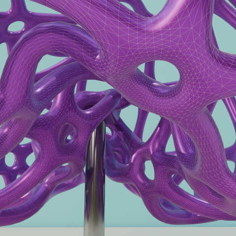 A close-up of a simulated deforming solid.